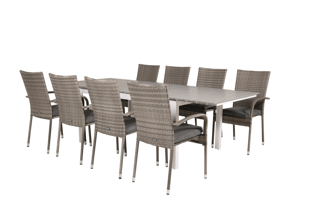 Rectangular Dining Table 75 x 160 x 100 White + Dining Chair 2-pack Grey