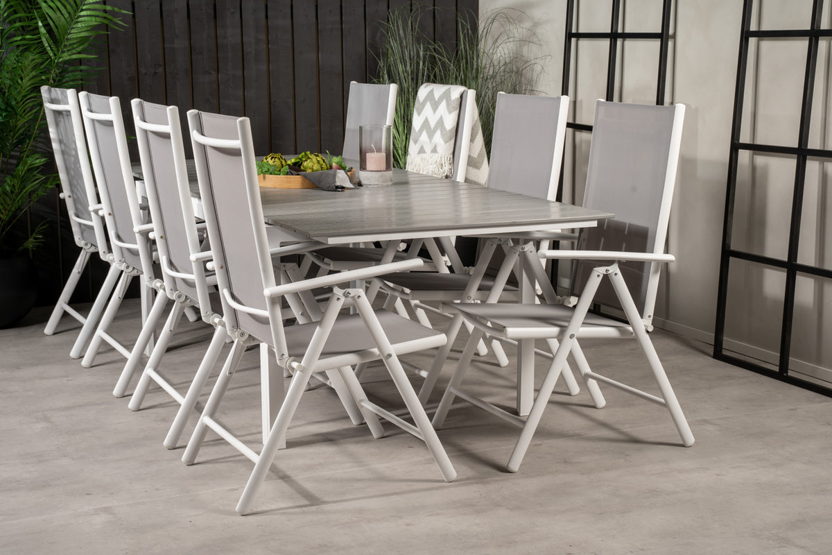 Rectangular Dining Table 75 x 160 x 100 White + Position Chair 2-pack Grey