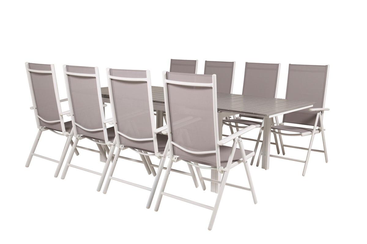 Rectangular Dining Table 75 x 160 x 100 White + Position Chair 2-pack Grey
