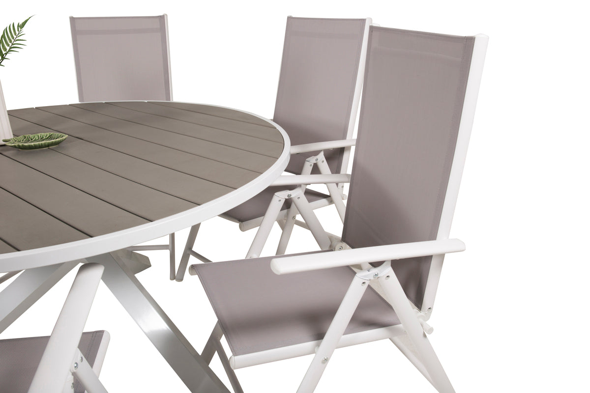 Round Dining Table ø140 White + Position Chair 2-pack Grey
