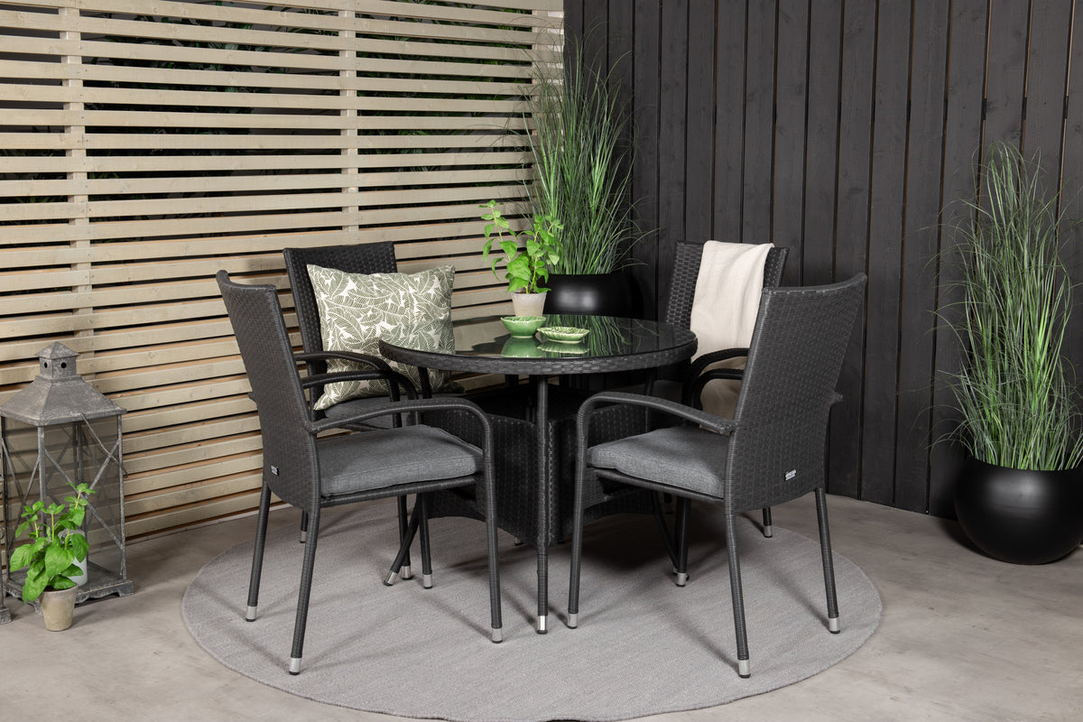 Cafe Table ø90 Black + Dining Chair 2-pack Black