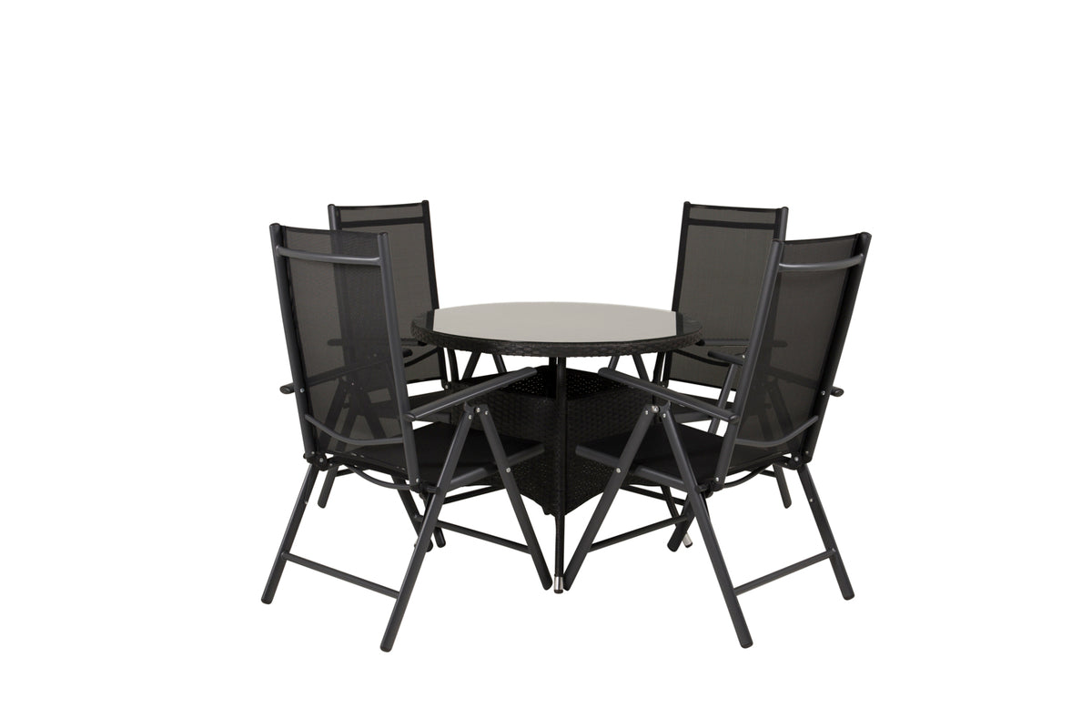Cafe Table ø90 Black + Position Chair 2-pack Black