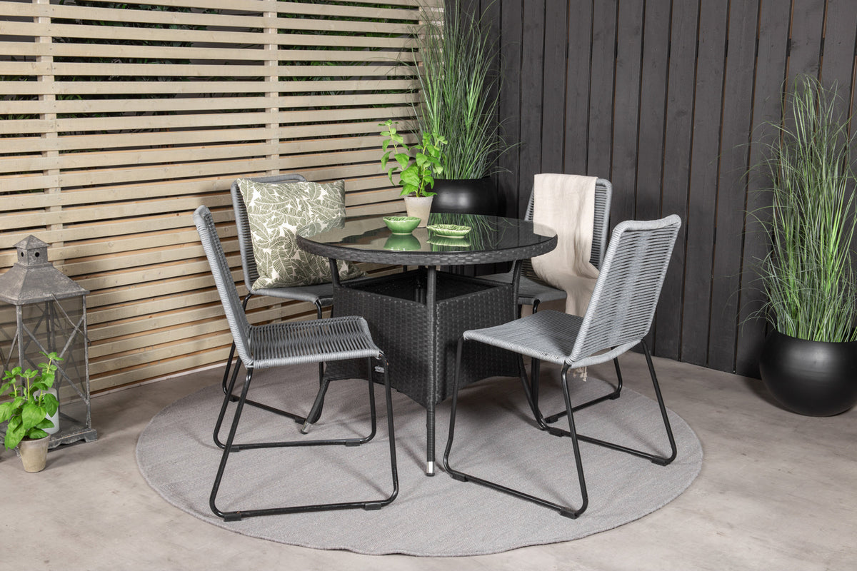 Dining Set Grey Black