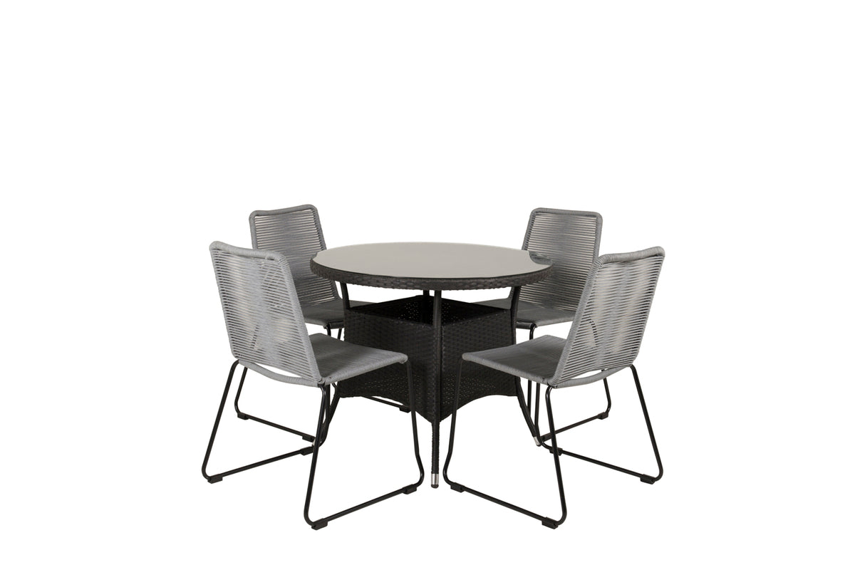 Dining Set Grey Black