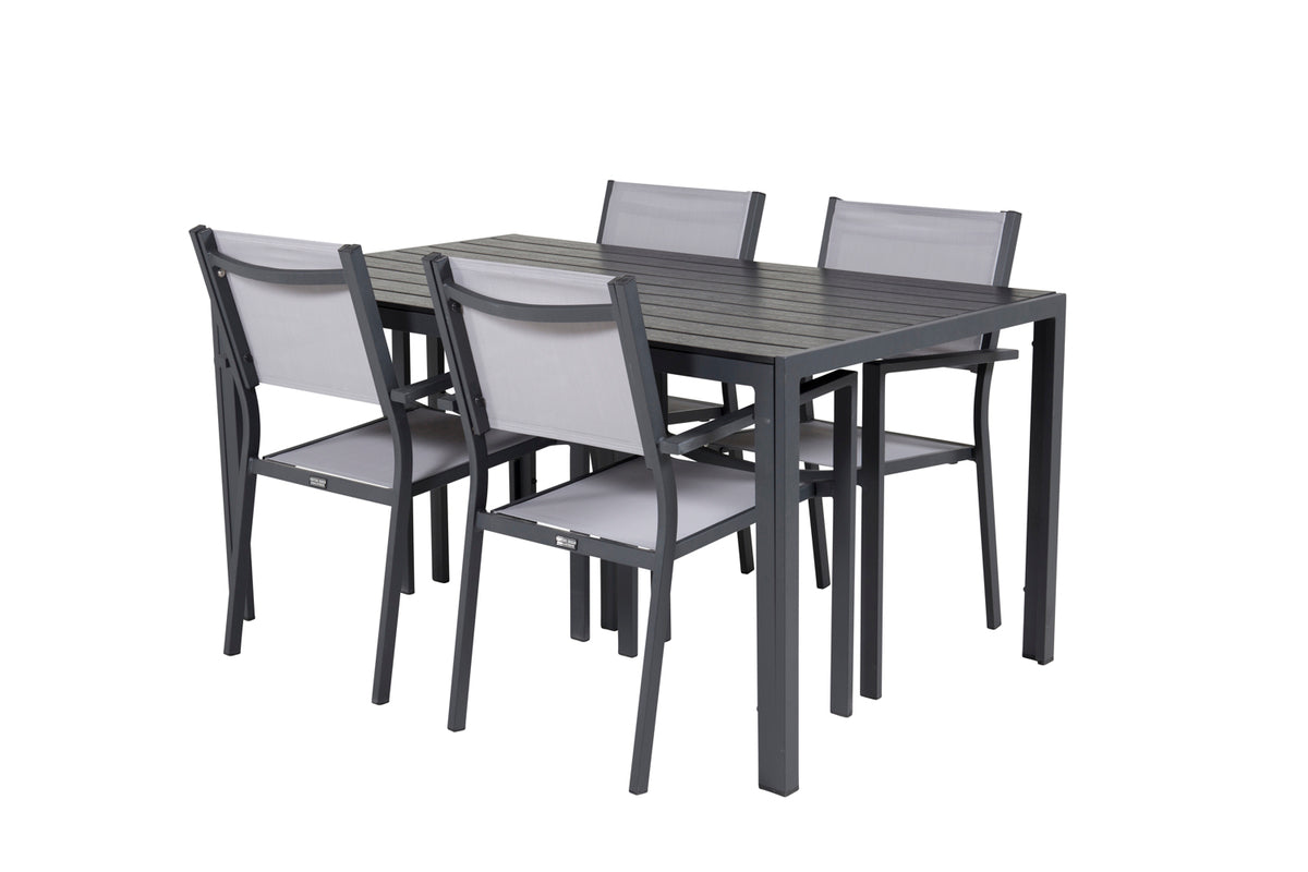 Dining Set Grey Black