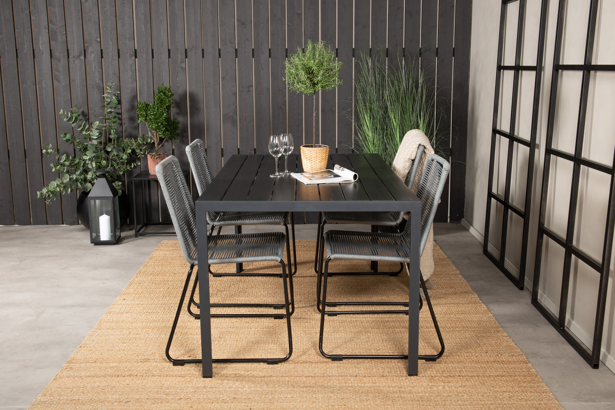 Dining Set Grey Black