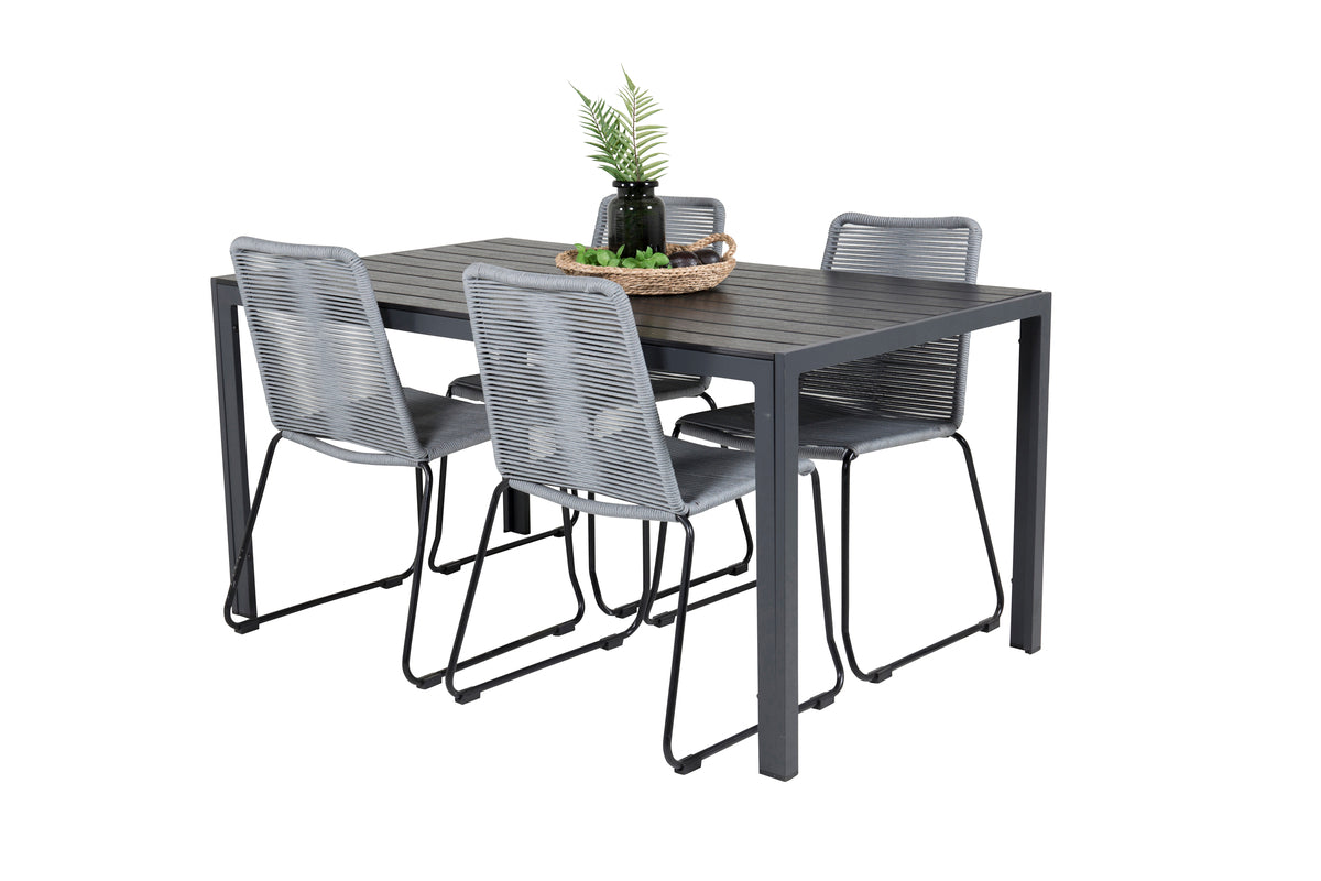 Dining Set Grey Black