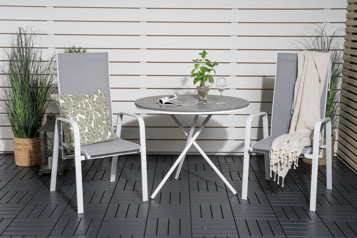 Recliner Chair 2-pack Grey + Cafe Table ø90 Grey