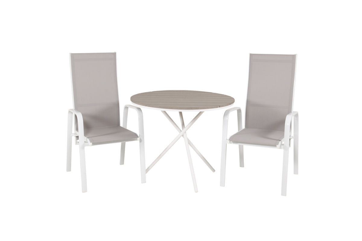 Recliner Chair 2-pack Grey + Cafe Table ø90 Grey