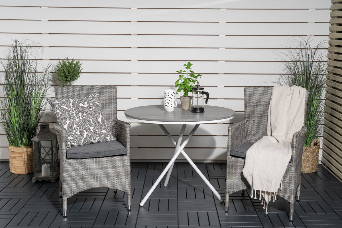 Dining Chair 2-pack Grey + Cafe Table ø90 Grey