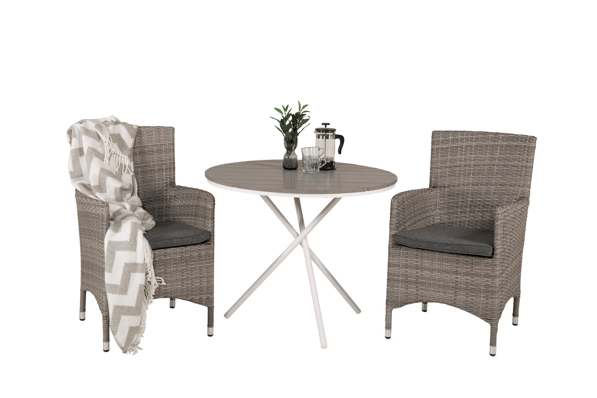 Dining Chair 2-pack Grey + Cafe Table ø90 Grey