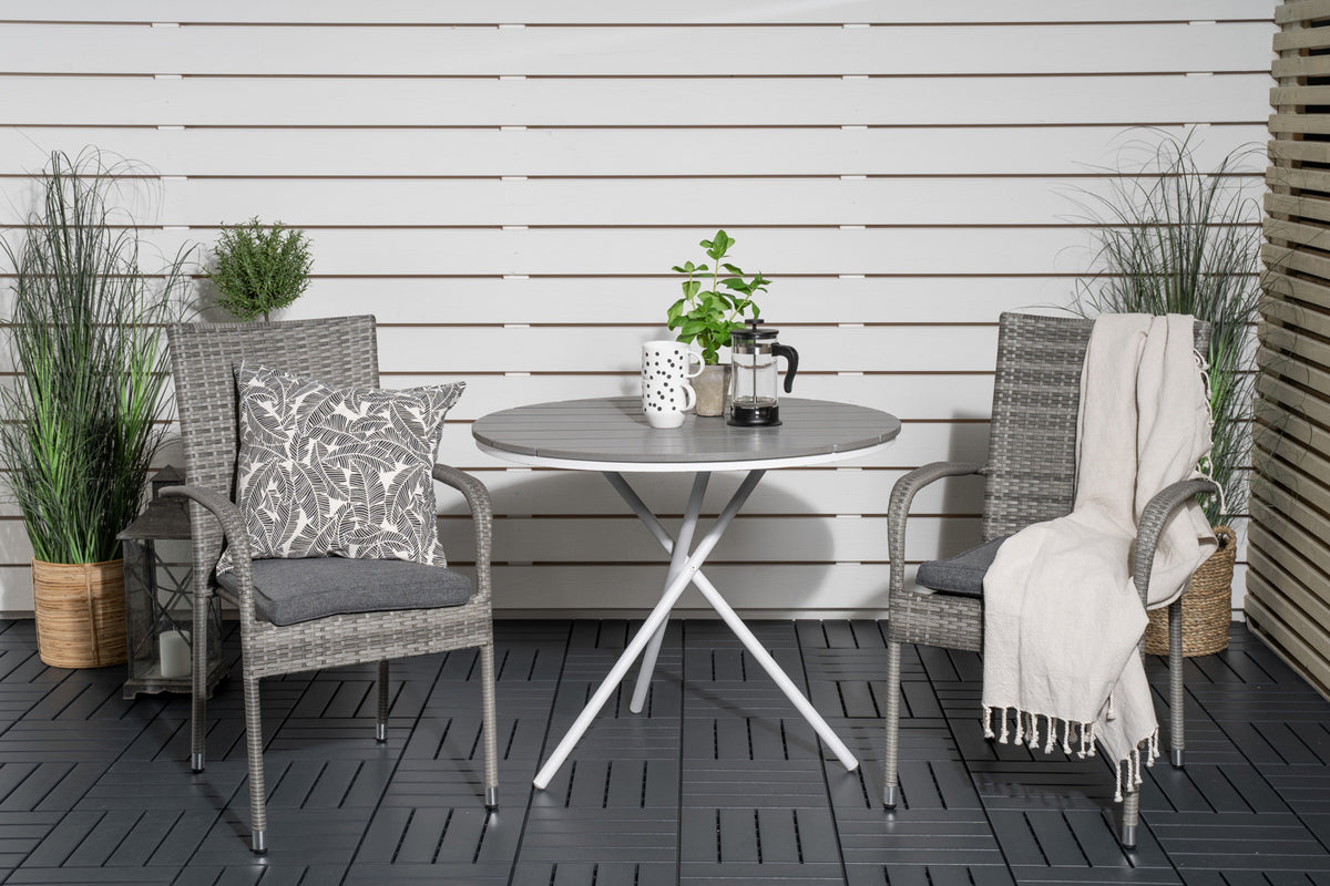 Dining Chair 2-pack Grey + Cafe Table ø90 Grey