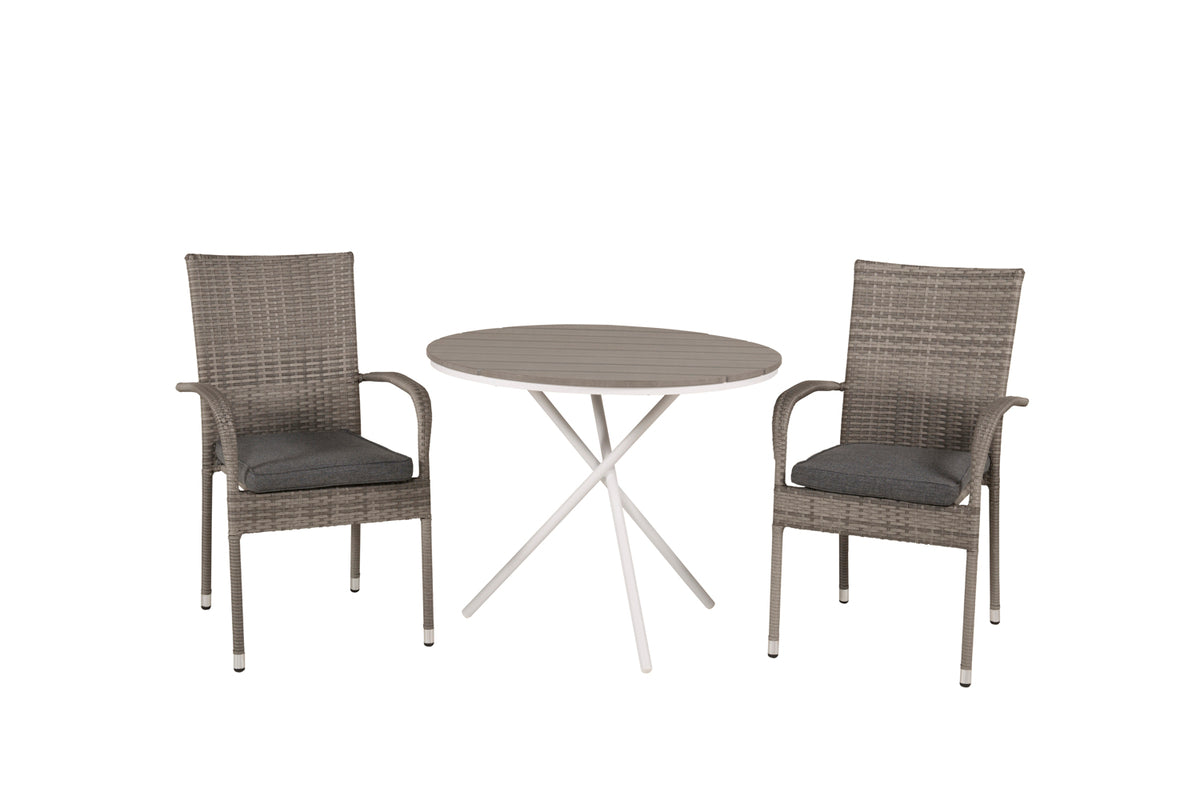 Dining Chair 2-pack Grey + Cafe Table ø90 Grey