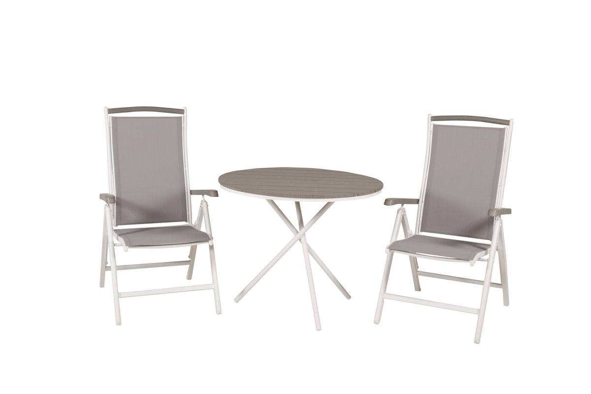 Position Chair 2-pack White + Cafe Table ø90 Grey