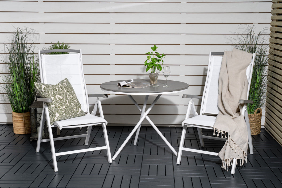 Position Chair 2-pack White + Cafe Table ø90 Grey
