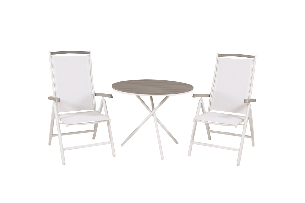 Position Chair 2-pack White + Cafe Table ø90 Grey