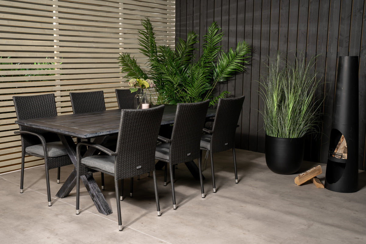 Dining Chair 2-pack Black + Rectangular Dining Table 75 x 200 x 100 Black