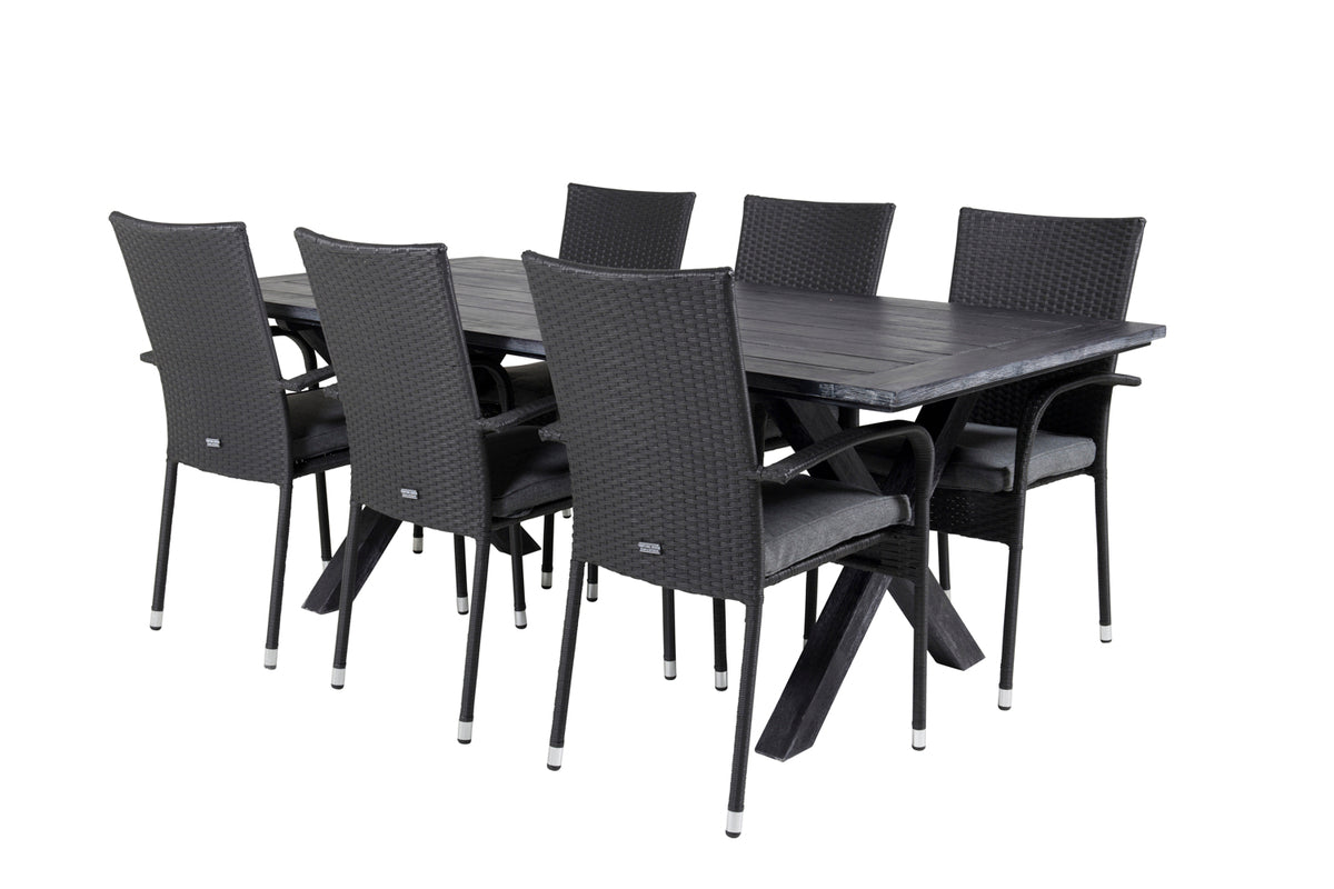 Dining Chair 2-pack Black + Rectangular Dining Table 75 x 200 x 100 Black