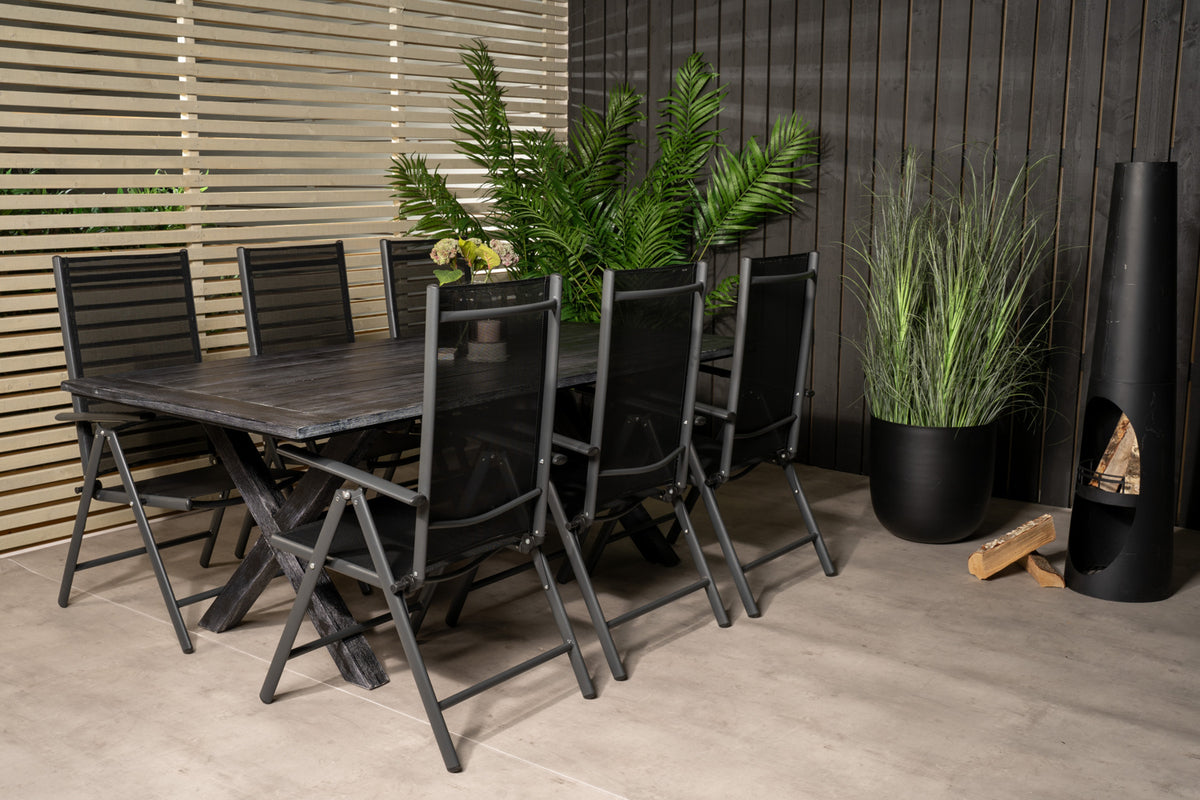 Position Chair 2-pack Black + Rectangular Dining Table 75 x 200 x 100 Black
