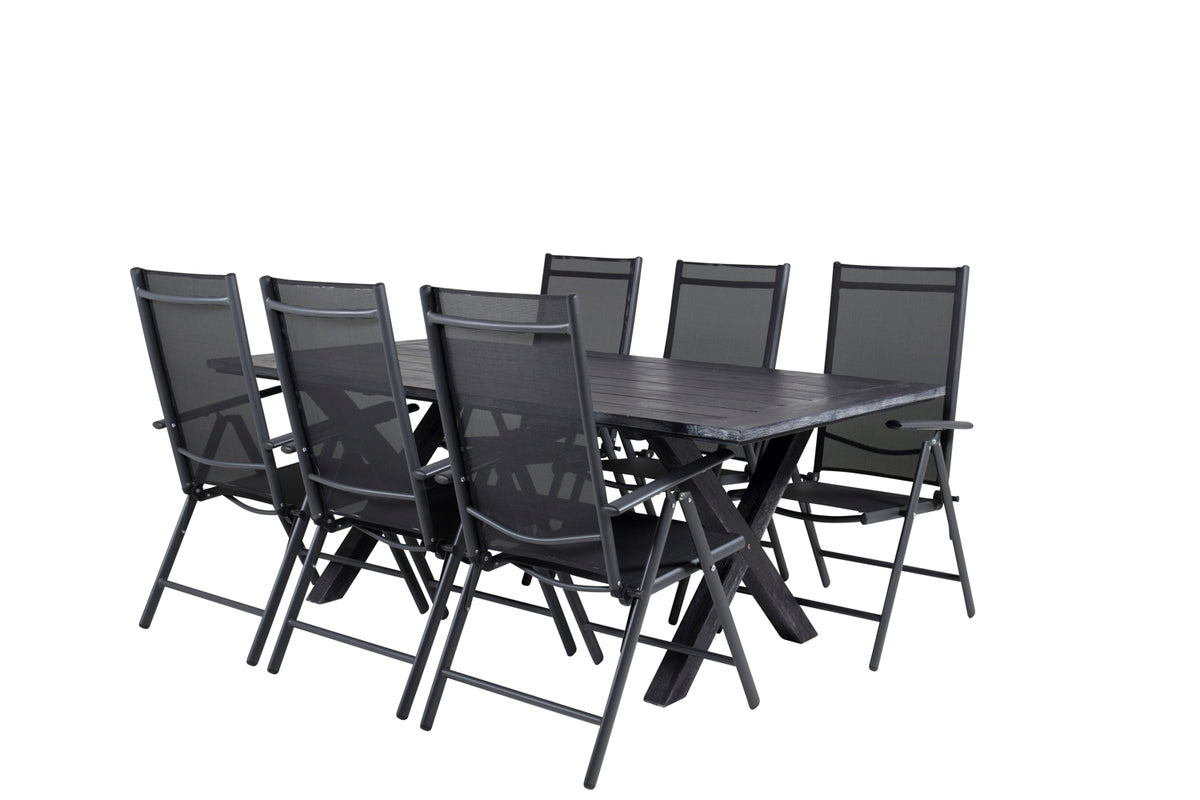 Position Chair 2-pack Black + Rectangular Dining Table 75 x 200 x 100 Black