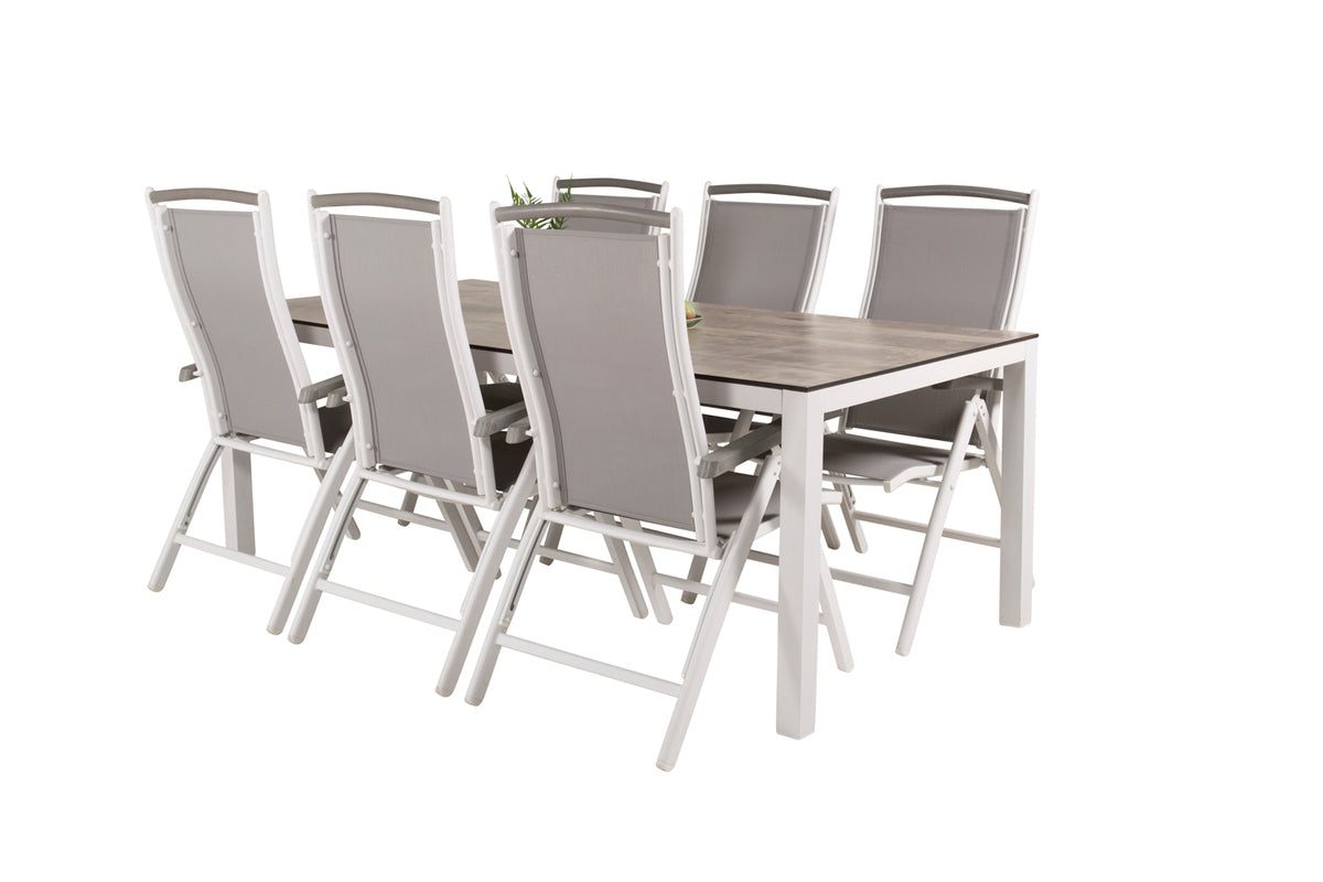 Position Chair 2-pack White + Rectangular Dining Table 75 x 205 x 100 Grey
