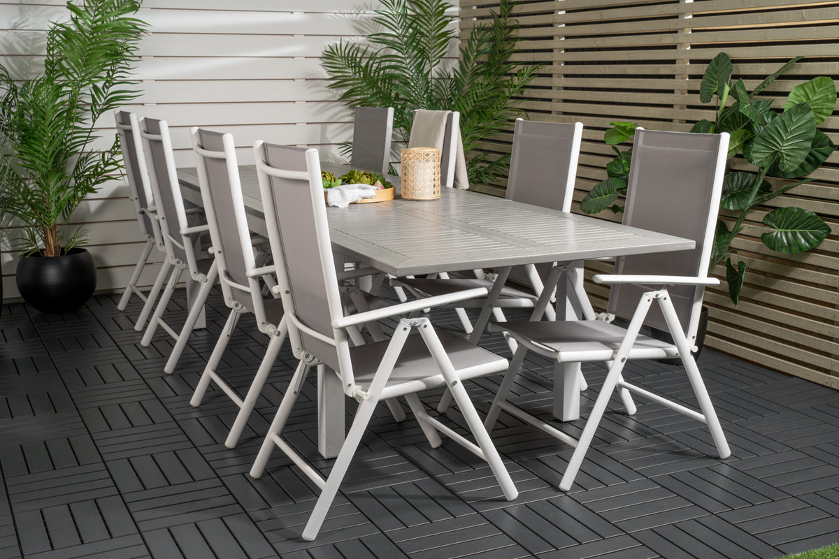 Rectangular Dining Table 74 x 224 x 90 Grey + Position Chair 2-pack Grey