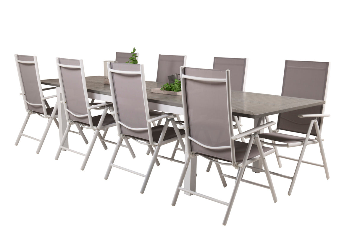 Rectangular Dining Table 74 x 224 x 90 Grey + Position Chair 2-pack Grey