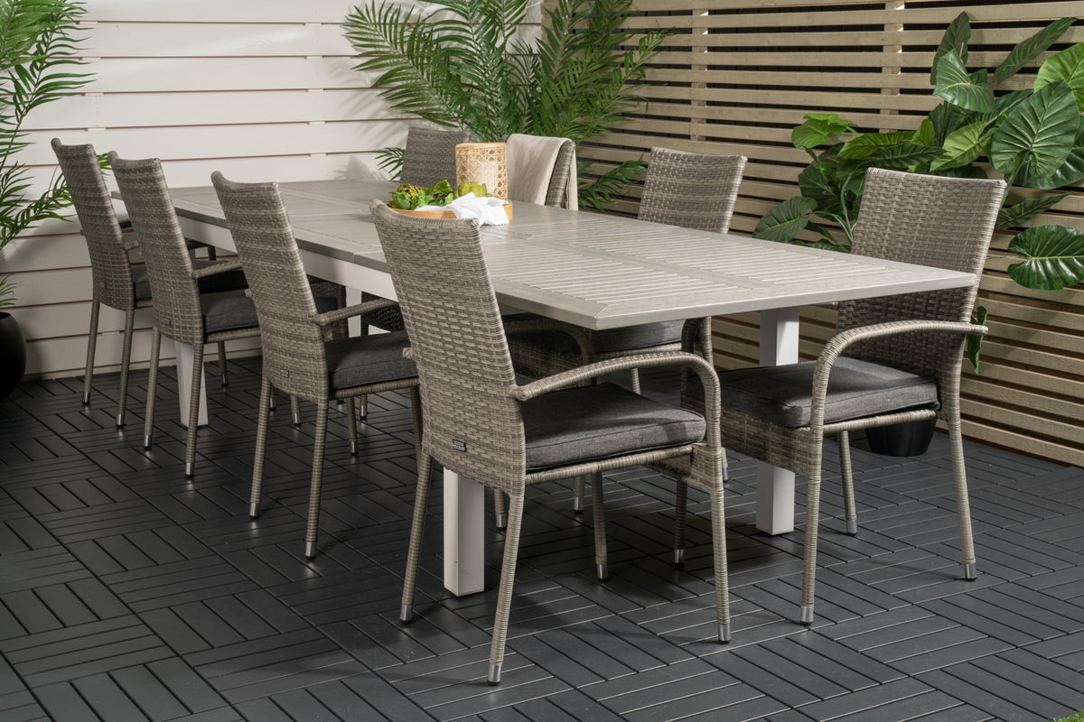 Rectangular Dining Table 74 x 224 x 90 Grey + Dining Chair 2-pack Grey