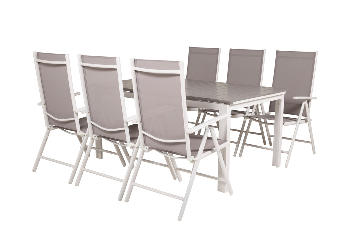 Rectangular Dining Table 75 x 160 x 100 White + Position Chair 2-pack Grey