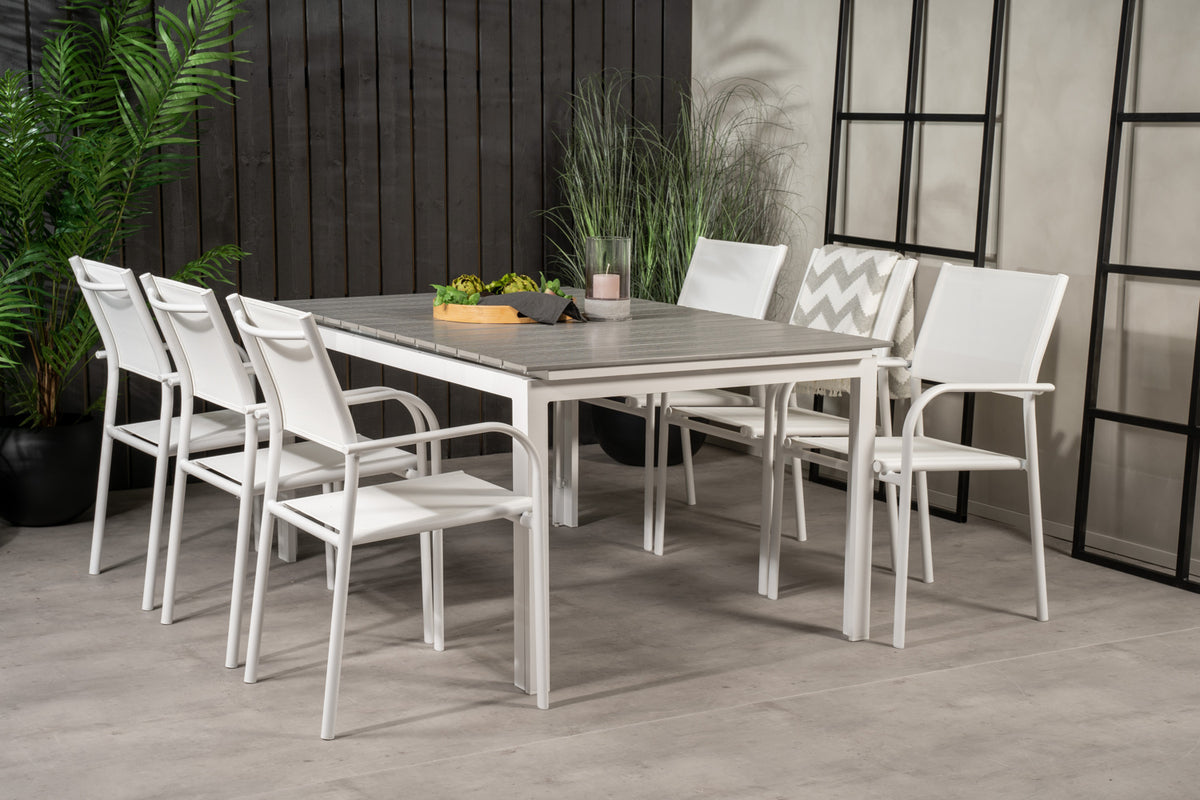 Rectangular Dining Table 75 x 160 x 100 White + Dining Chair 2-pack White