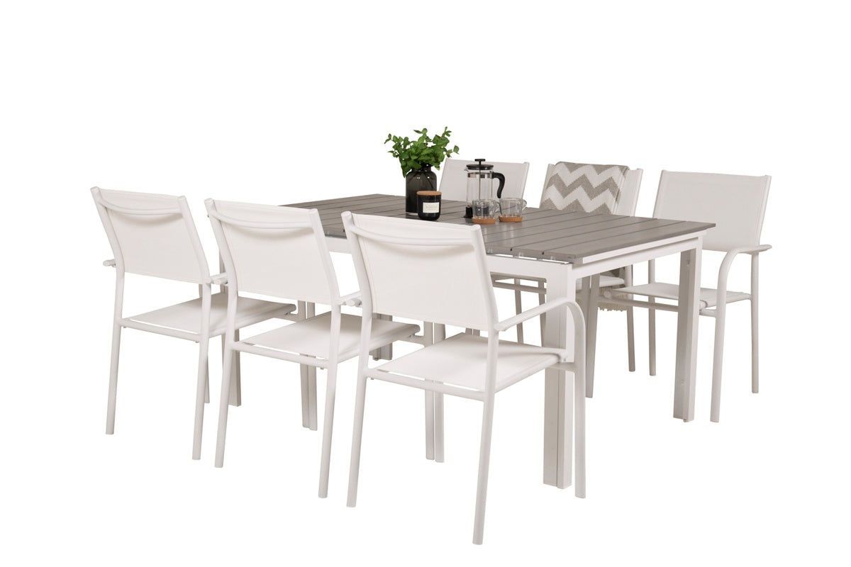 Rectangular Dining Table 75 x 160 x 100 White + Dining Chair 2-pack White