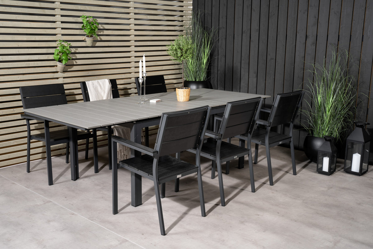 Rectangular Dining Table 75 x 160 x 100 Black + Dining Chair 2-pack Black