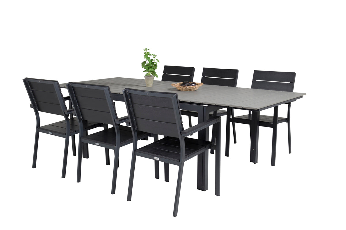 Rectangular Dining Table 75 x 160 x 100 Black + Dining Chair 2-pack Black