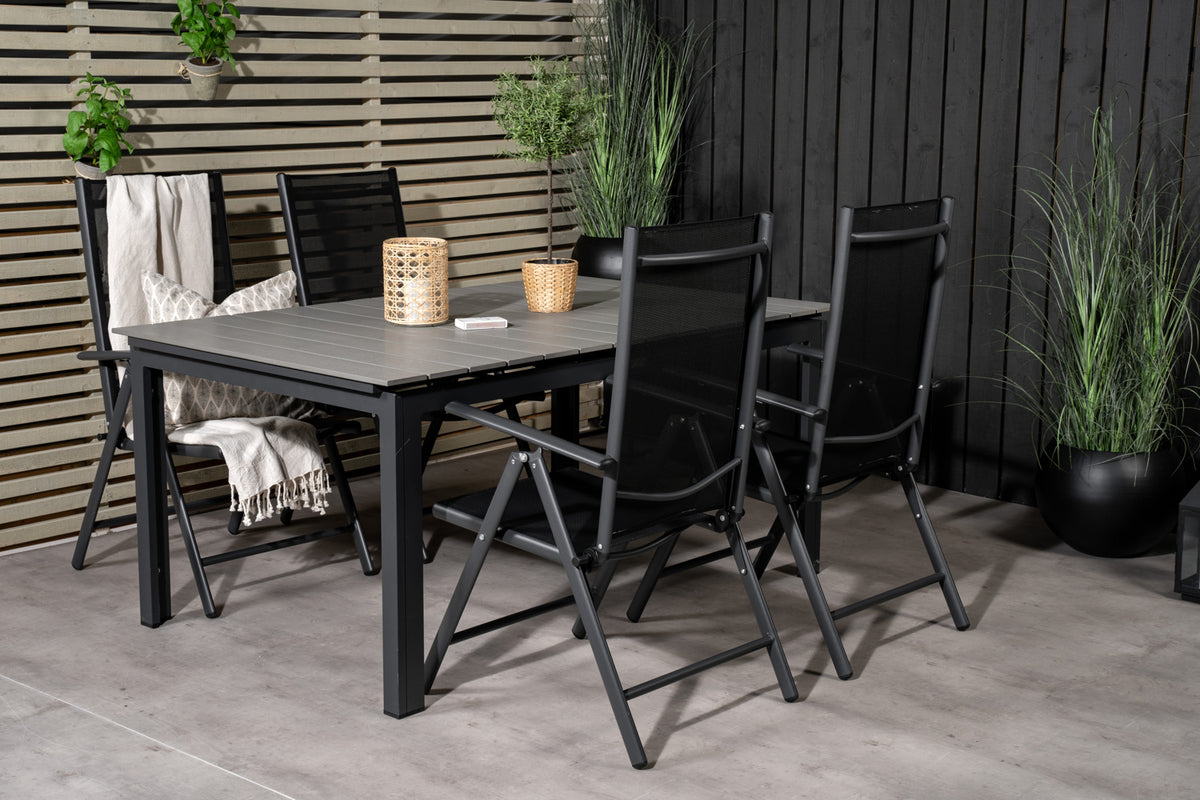 Rectangular Dining Table 75 x 160 x 100 Black + Position Chair 2-pack Black