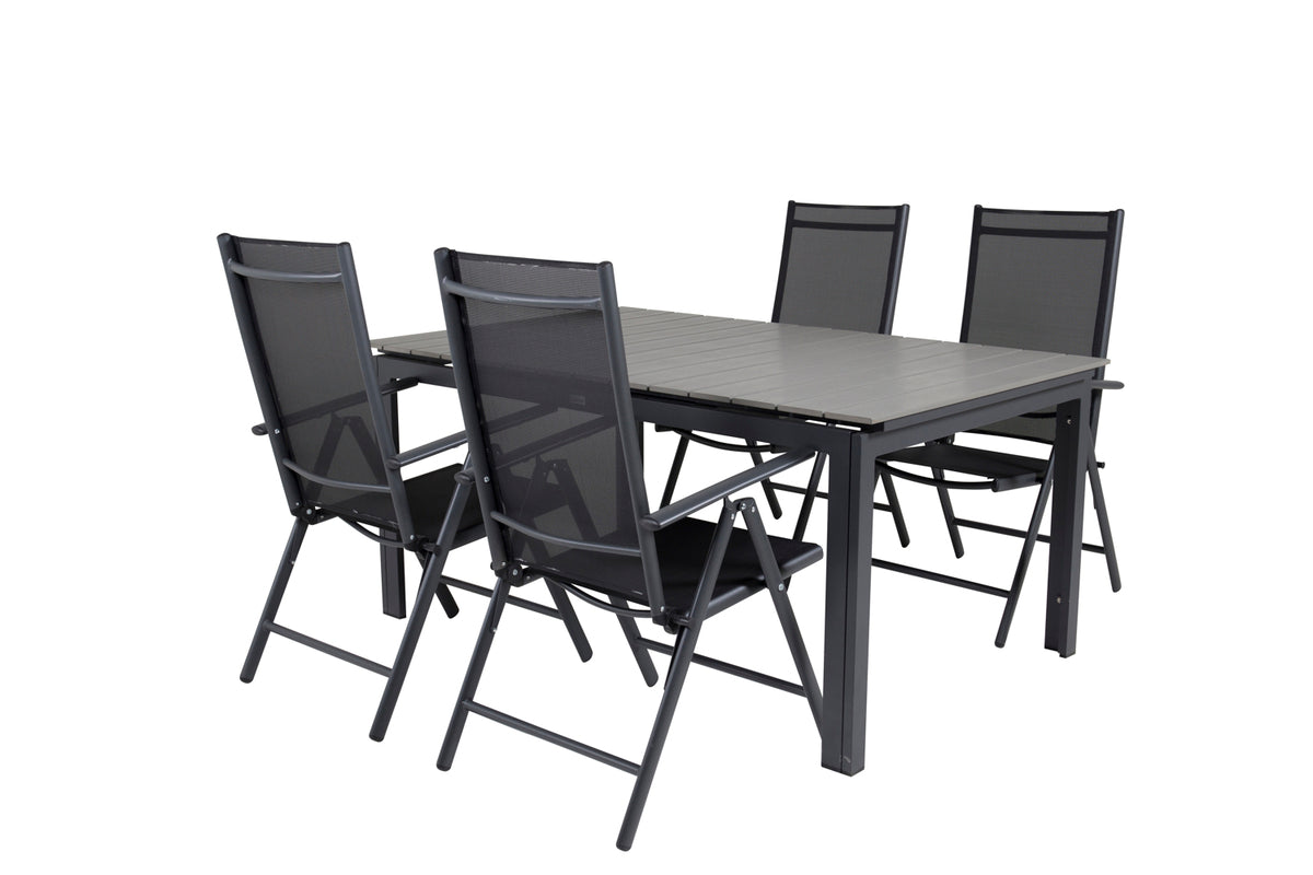Rectangular Dining Table 75 x 160 x 100 Black + Position Chair 2-pack Black