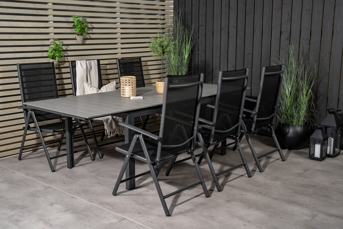 Rectangular Dining Table 75 x 160 x 100 Black + Position Chair 2-pack Black
