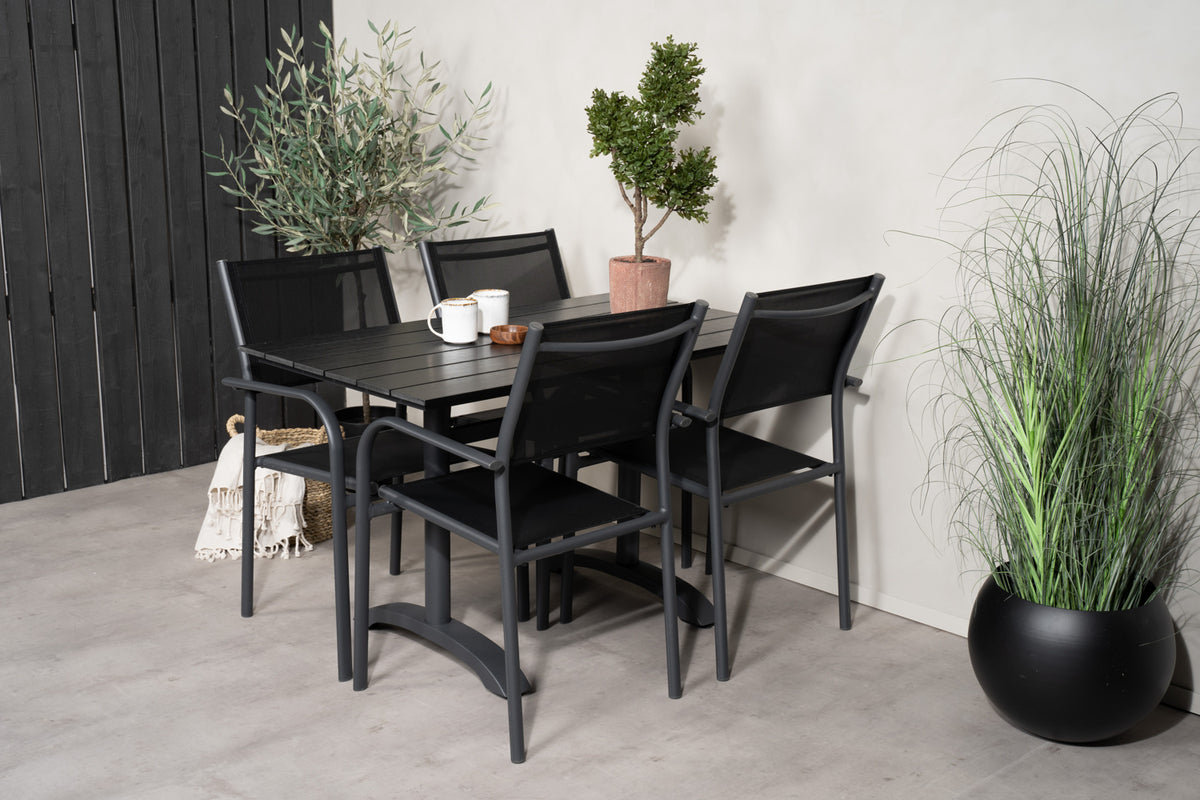 Rectangular Dining Table 74 x 120 x 70 Black + Dining Chair 2-pack Black