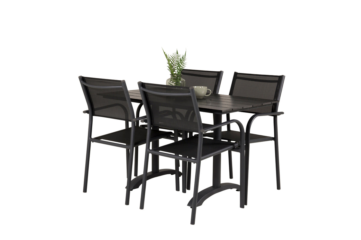 Rectangular Dining Table 74 x 120 x 70 Black + Dining Chair 2-pack Black