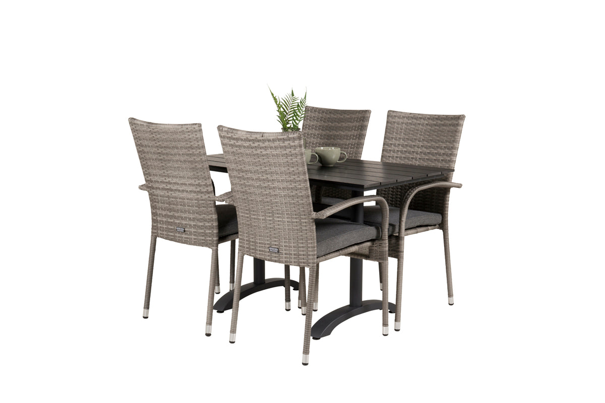 Rectangular Dining Table 74 x 120 x 70 Black + Dining Chair 2-pack Grey