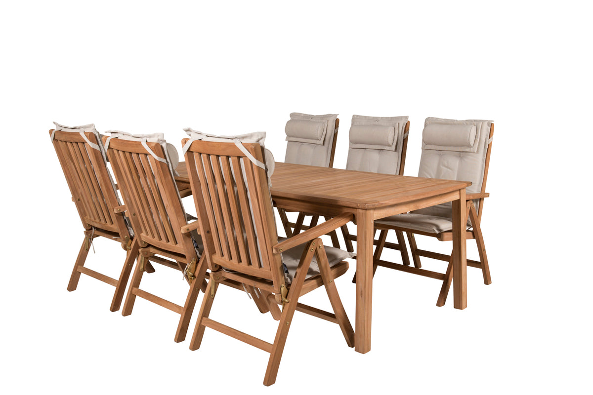 Position Chair Nature + Rectangular Dining Table 75 x 220 x 100 Nature