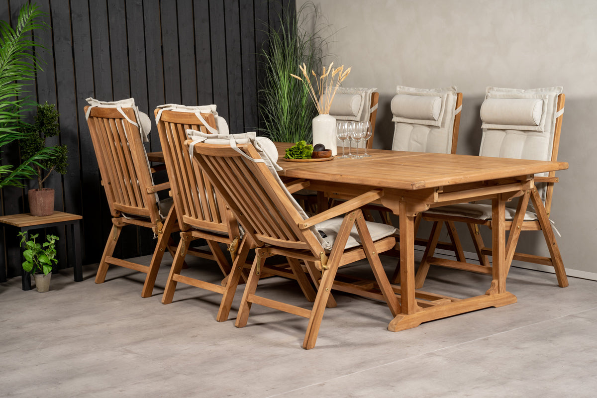 Position Chair Nature + Rectangular Dining Table 76 x 195 x 110 Nature