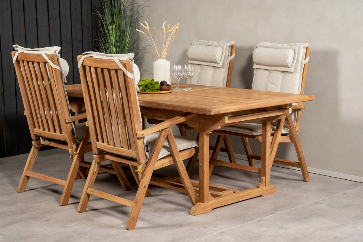 Position Chair Nature + Rectangular Dining Table 76 x 195 x 110 Nature