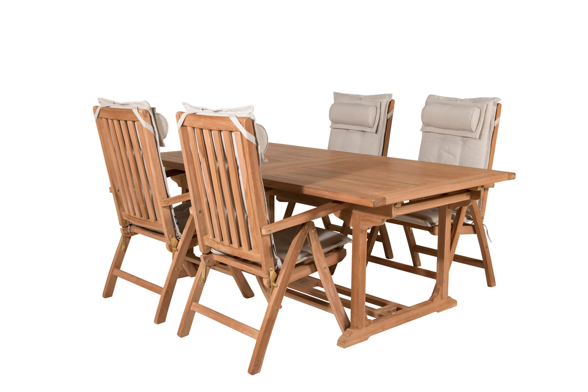 Position Chair Nature + Rectangular Dining Table 76 x 195 x 110 Nature