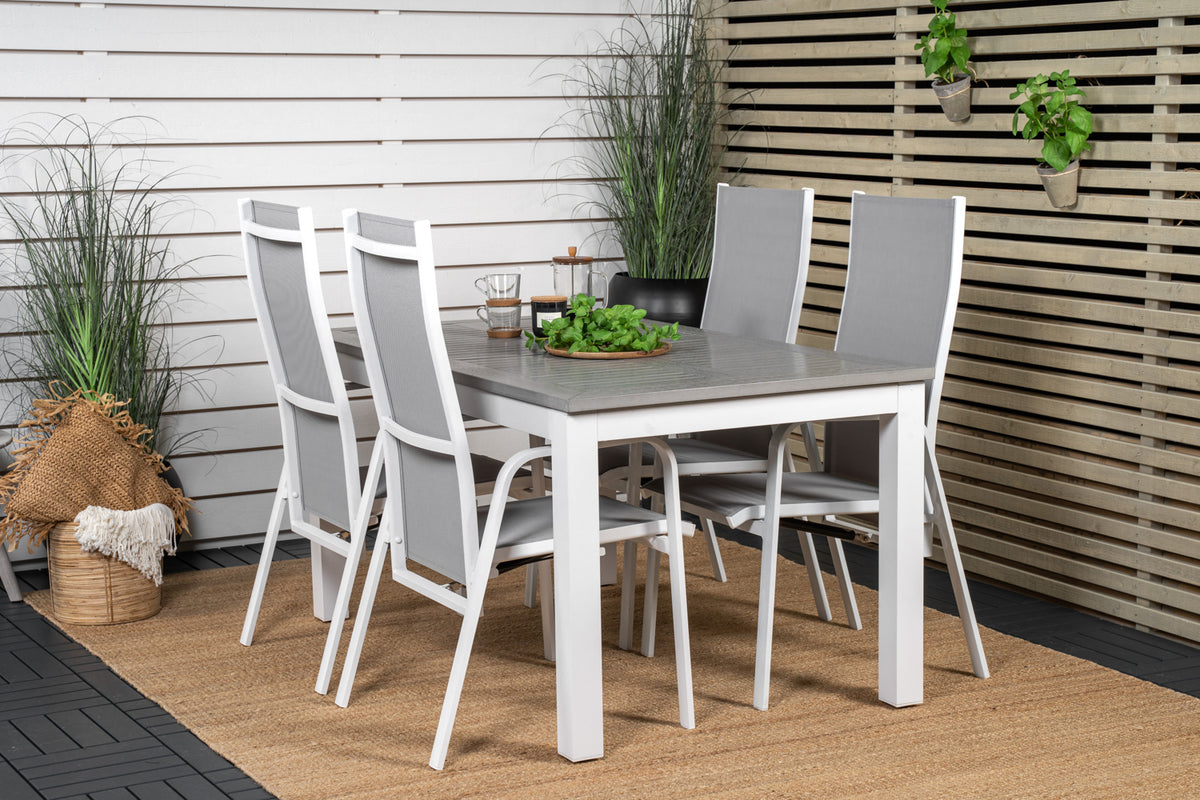 Rectangular Dining Table 74 x 160 x 90 Grey + Recliner Chair 2-pack Grey