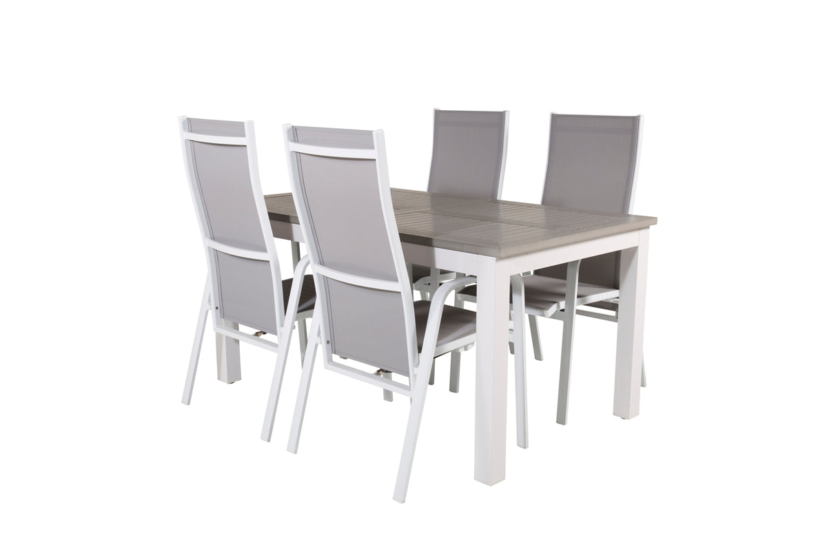 Rectangular Dining Table 74 x 160 x 90 Grey + Recliner Chair 2-pack Grey