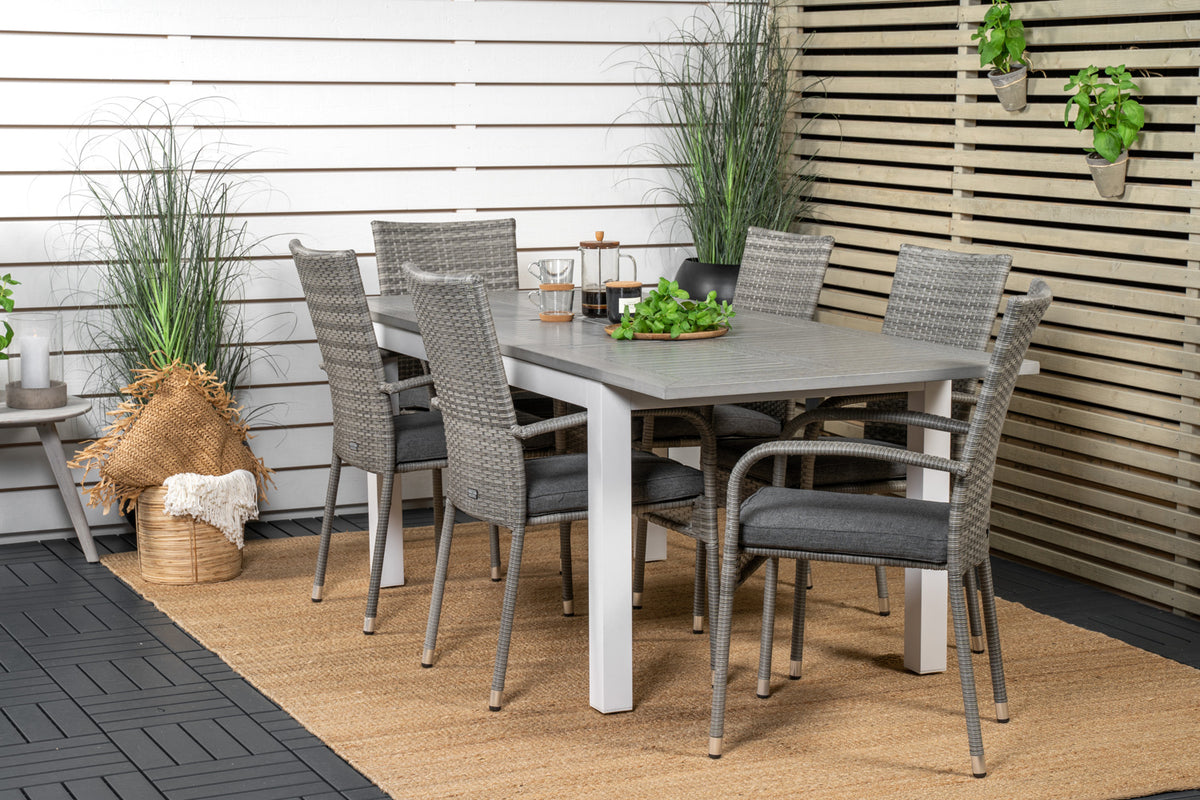 Rectangular Dining Table 74 x 160 x 90 Grey + Dining Chair 2-pack Grey