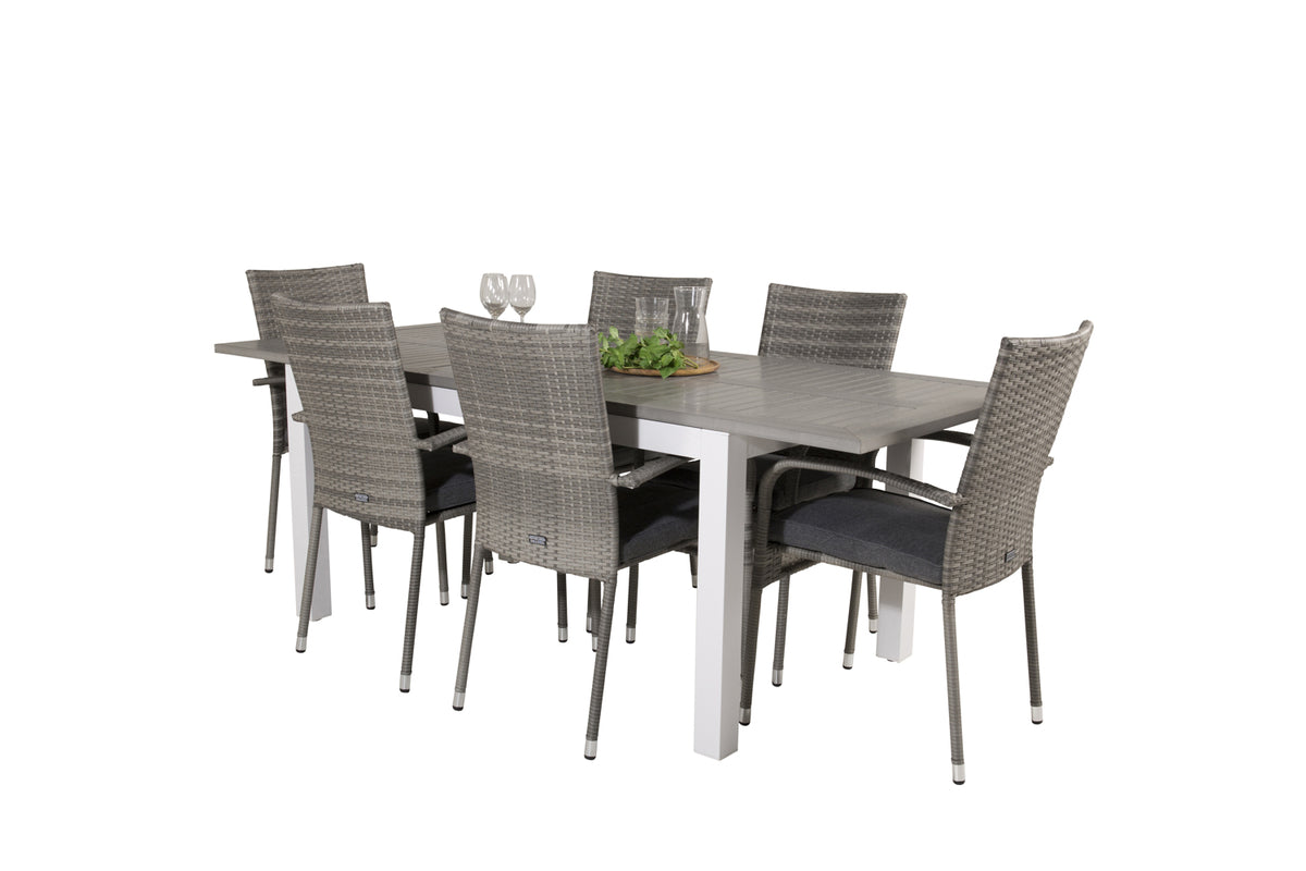Rectangular Dining Table 74 x 160 x 90 Grey + Dining Chair 2-pack Grey