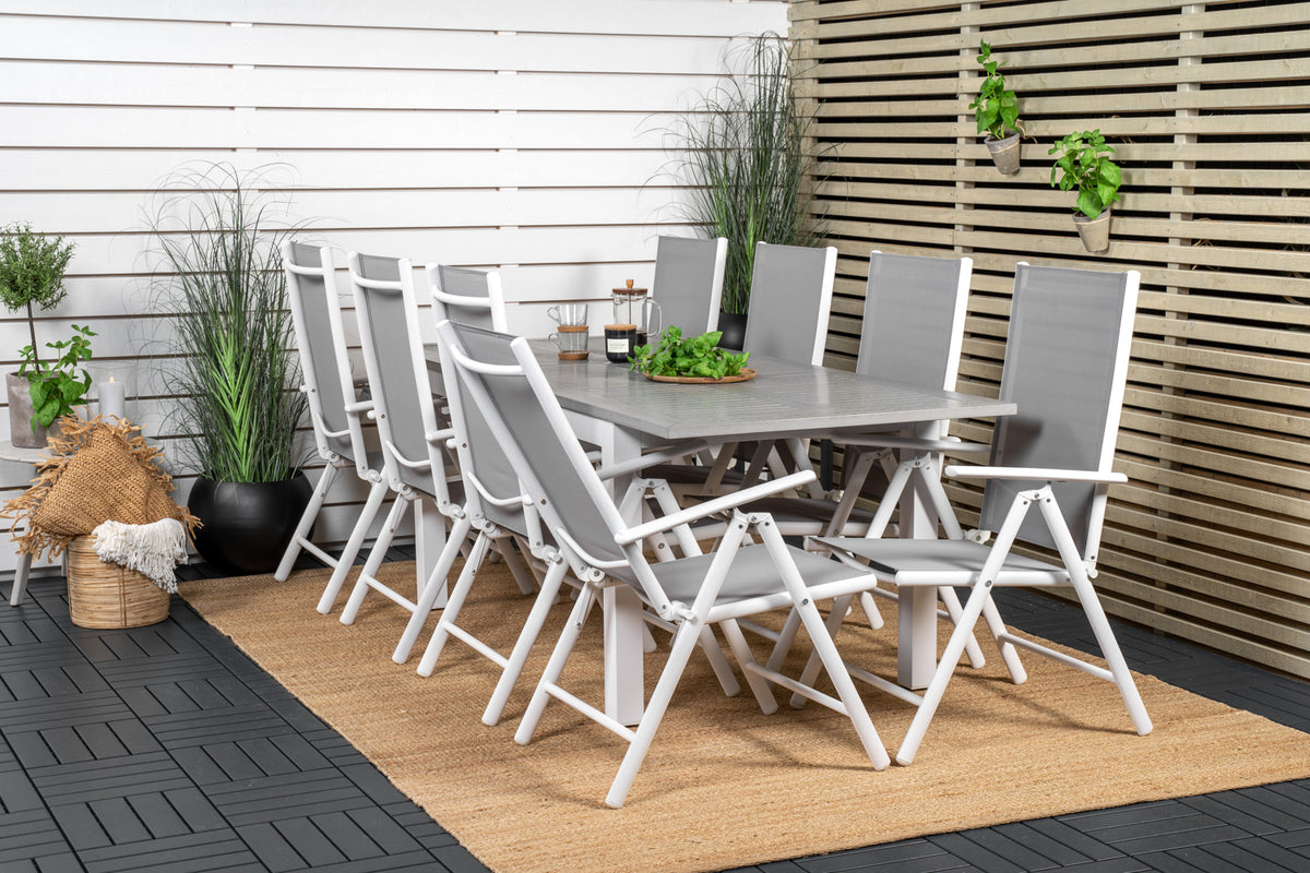 Rectangular Dining Table 74 x 160 x 90 Grey + Position Chair 2-pack Grey