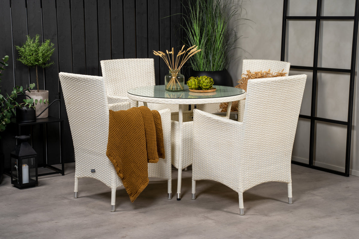 Round Dining Table ø90 White + Dining Chair 2-pack White
