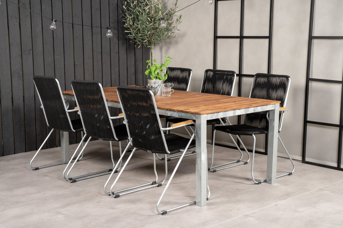 Dining Chair 2-pack Black + Rectangular Dining Table 74 x 200 x 100 Nature